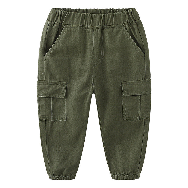 Boys' Autumn Cotton Cargo Casual Trousers Kids Long Pants Fashion Clothing