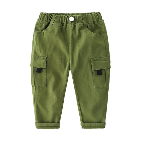 Boys' Korean Style Casual Autumn Trousers – Comfortable Cotton Kids Cargo Pants