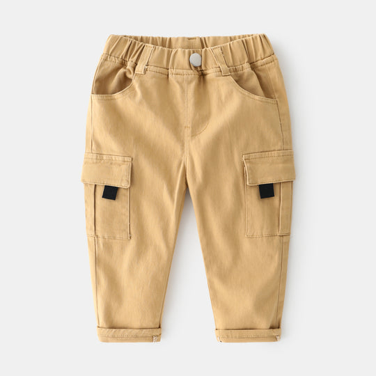 Boys' Korean Style Casual Autumn Trousers – Comfortable Cotton Kids Cargo Pants
