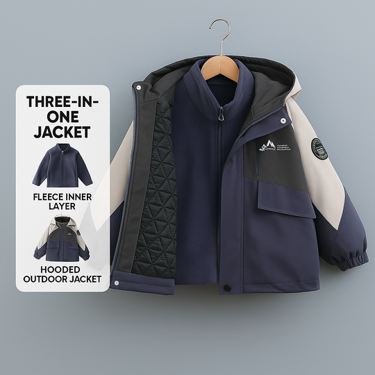 Boys' Winter 3-in-1 Detachable Jacket with Plush Lining