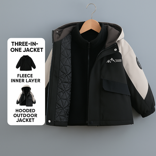 Boys' Winter 3-in-1 Detachable Jacket with Plush Lining