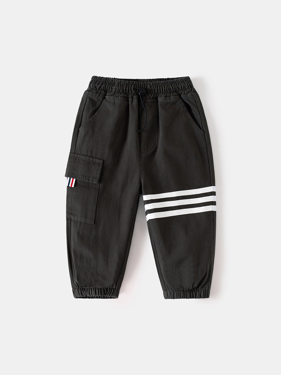 Boys' Korean Style Autumn Cargo Pants - Comfortable Cotton Kids Trousers