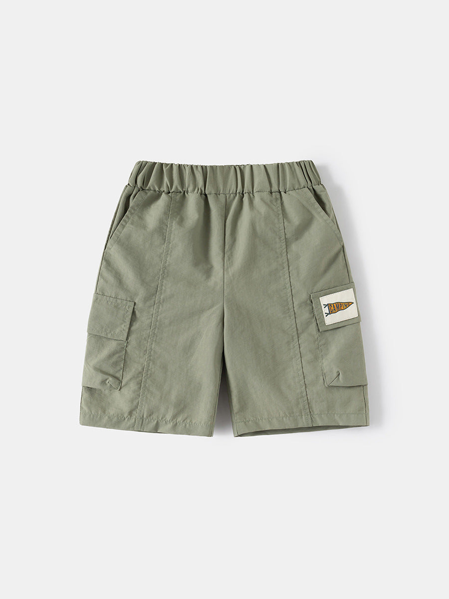 Boys' Summer Casual Nylon Cargo Shorts: Loose Fit, Trendy Travel Trousers for Kids