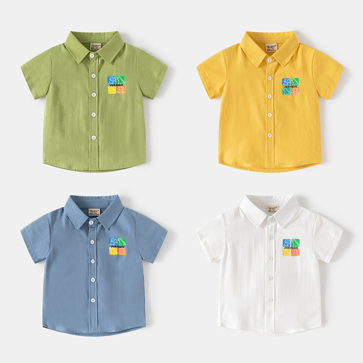 Boys' Summer Thin Cotton Short Sleeve Shirt - Korean Style Cartoon Print