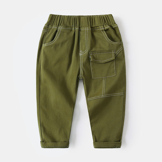 Wellkids Boys' Trendy Korean Style Casual Cotton Elastic Waist Pants