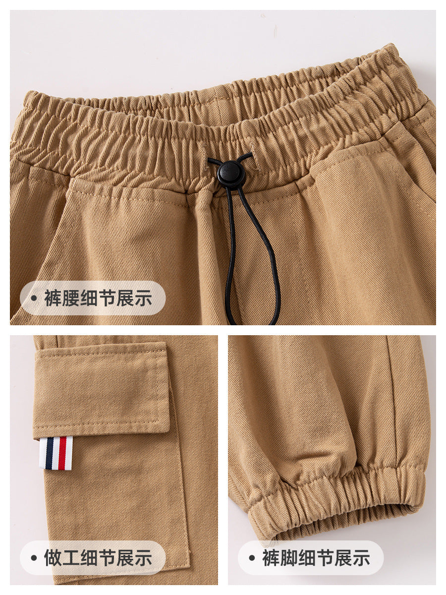 Boys' Korean Style Autumn Cargo Pants - Comfortable Cotton Kids Trousers