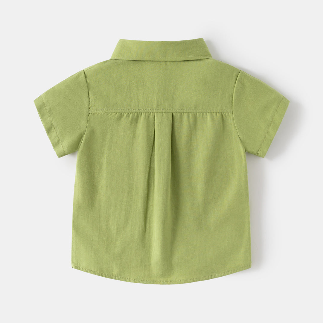 Boys' Summer Thin Cotton Short Sleeve Shirt - Korean Style Cartoon Print