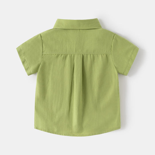 Boys' Summer Thin Cotton Short Sleeve Shirt - Korean Style Cartoon Print