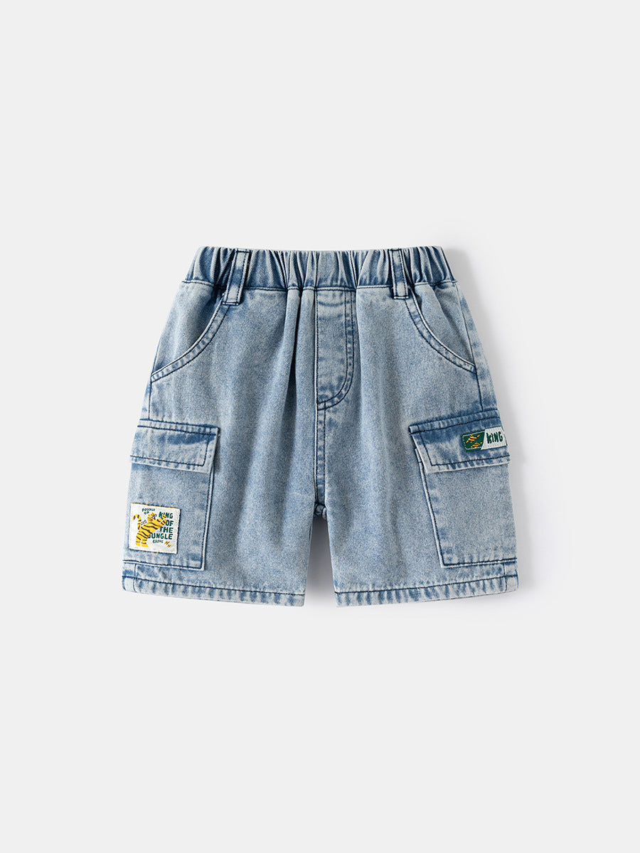 Boys' Fashionable Korean Style Loose Fit Denim Shorts - Summer Casual Kids Trousers