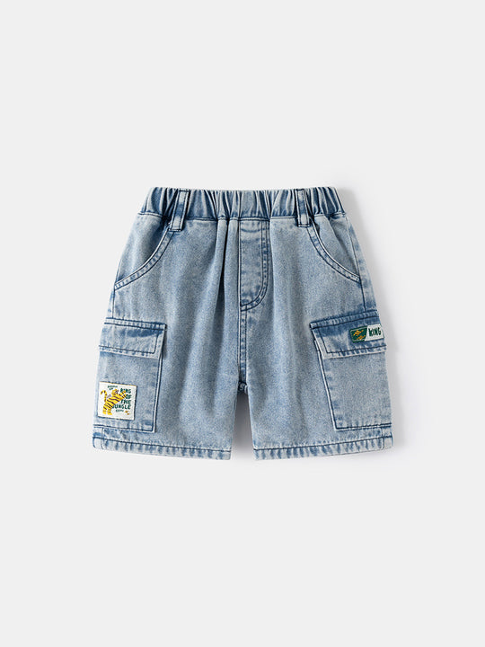 Boys' Fashionable Korean Style Loose Fit Denim Shorts - Summer Casual Kids Trousers