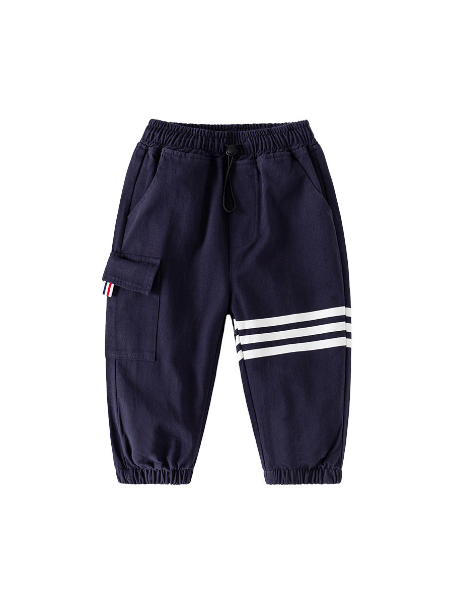 Boys' Korean Style Autumn Cargo Pants - Comfortable Cotton Kids Trousers