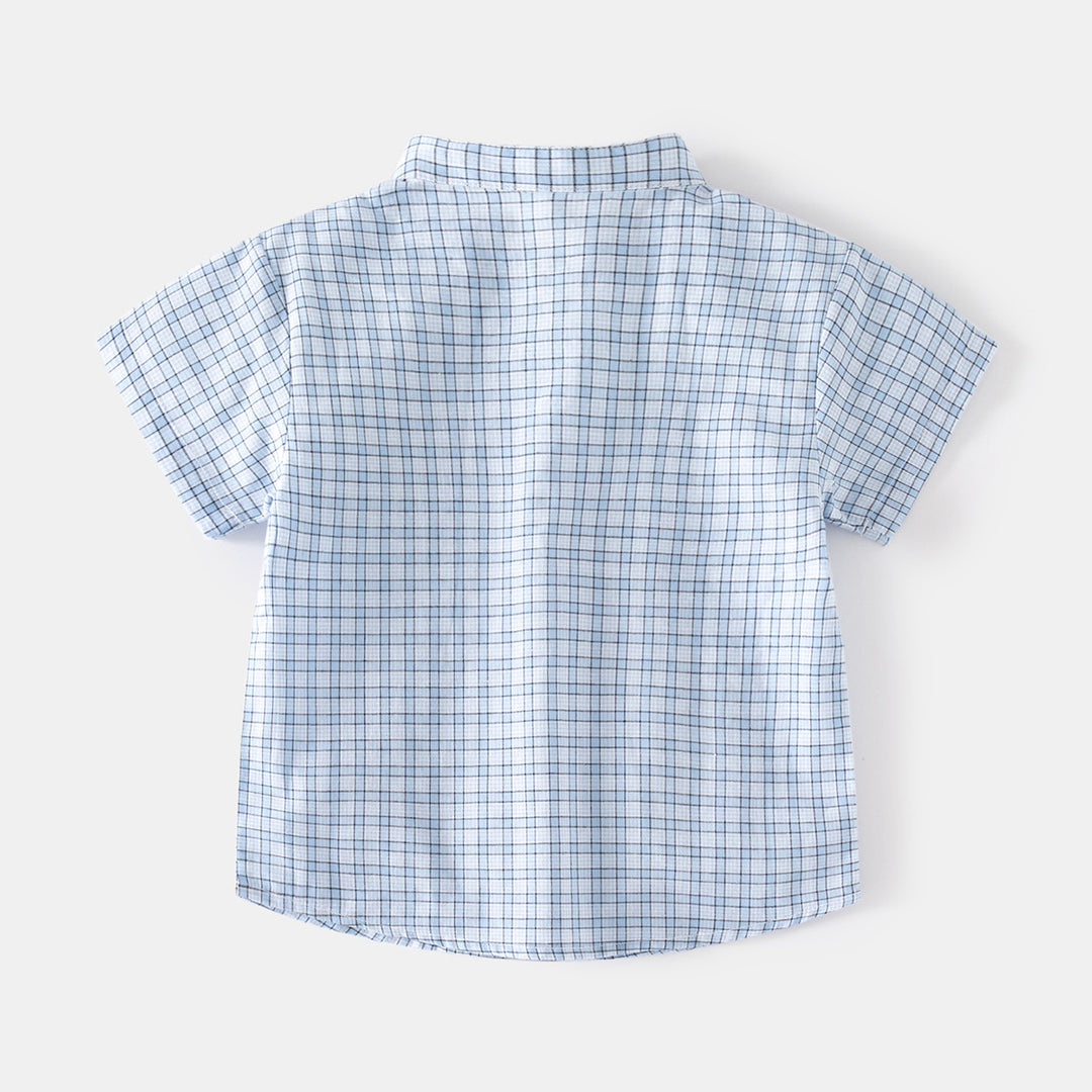Boys' Soft Comfortable Plaid Short Sleeve Summer Vacation Shirt