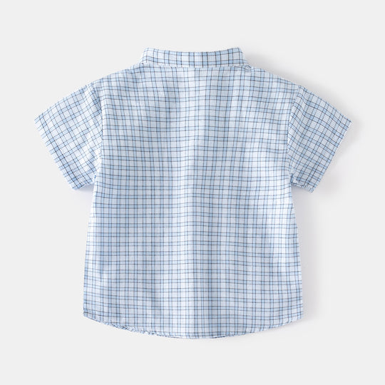 Boys' Soft Comfortable Plaid Short Sleeve Summer Vacation Shirt