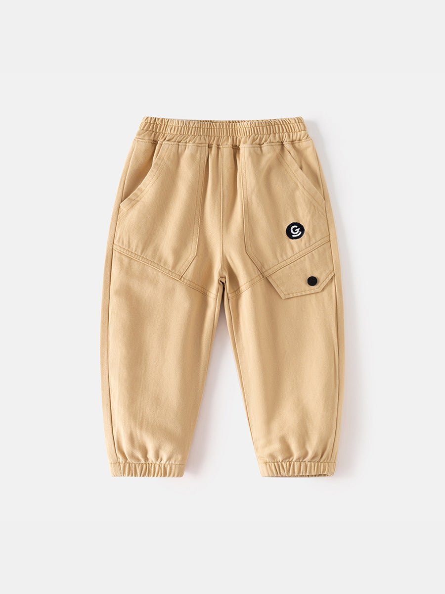 Boys' Korean Style Fashionable Trousers: Comfortable Cotton Blend, Versatile Spring Autumn Pants