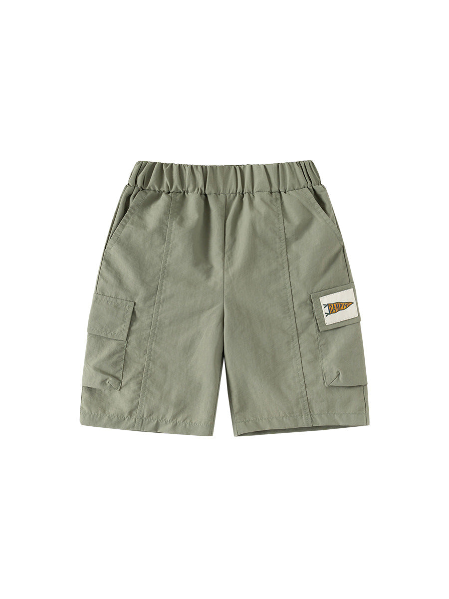 Boys' Summer Casual Nylon Cargo Shorts: Loose Fit, Trendy Travel Trousers for Kids