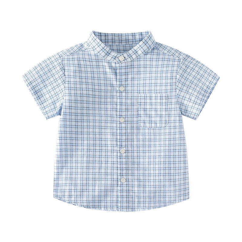 Boys' Soft Comfortable Plaid Short Sleeve Summer Vacation Shirt