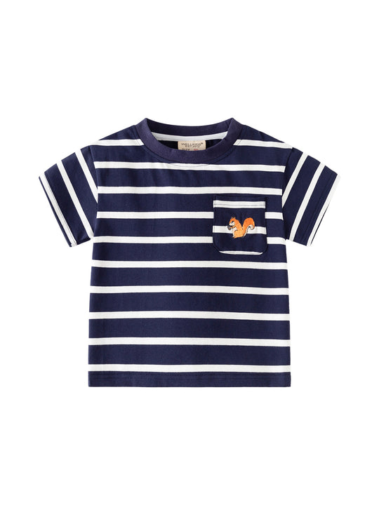 Boys' Korean Style Striped Cotton Short Sleeve T-Shirt - Summer Kids' Casual Top