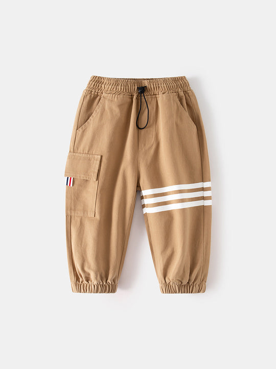 Boys' Korean Style Autumn Cargo Pants - Comfortable Cotton Kids Trousers