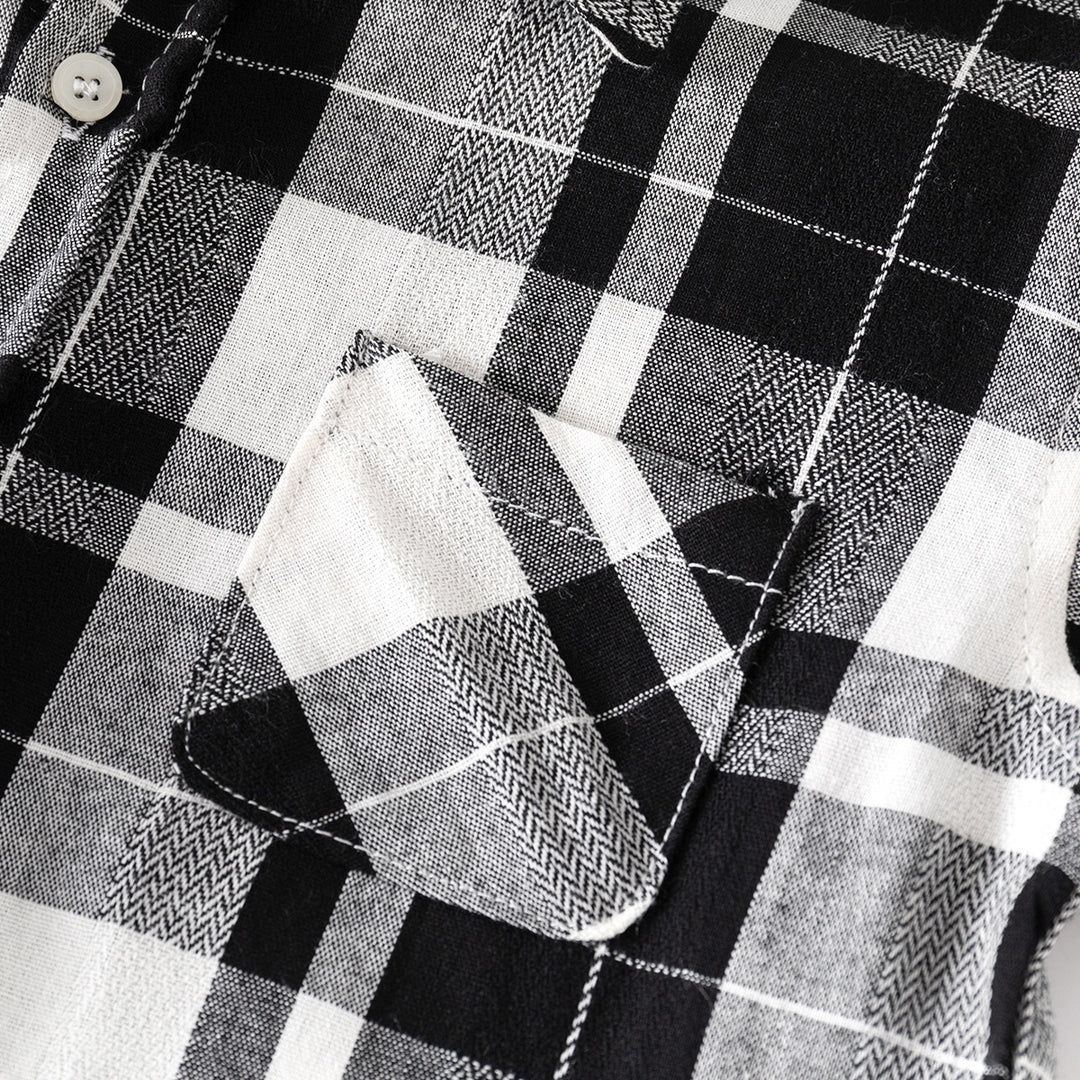 Boys' Plaid Short-Sleeve Breathable Summer Shirt - Casual Button-Up Top