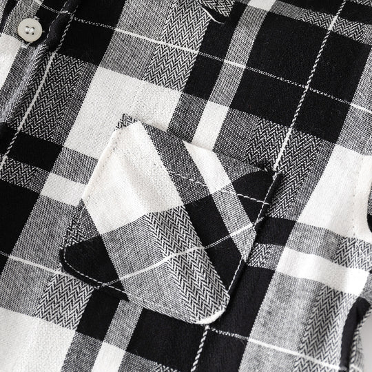 Boys' Plaid Short-Sleeve Breathable Summer Shirt - Casual Button-Up Top