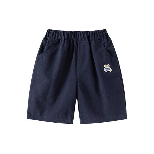 Boys' Soft Cotton Casual Mid-Rise Elastic Waistband Shorts Summer Play