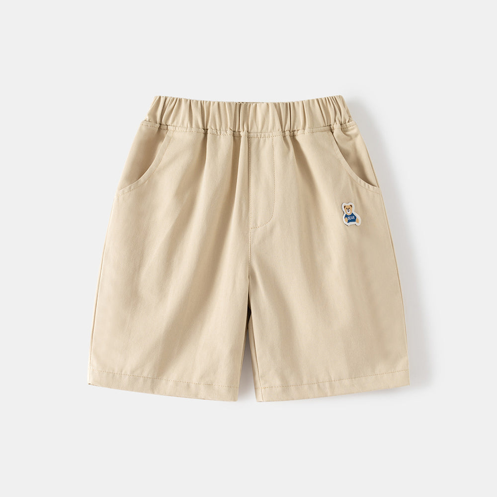 Boys' Soft Cotton Casual Mid-Rise Elastic Waistband Shorts Summer Play