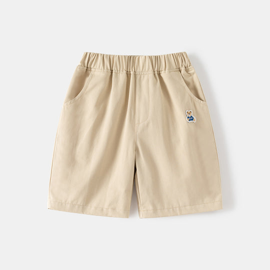 Boys' Soft Cotton Casual Mid-Rise Elastic Waistband Shorts Summer Play