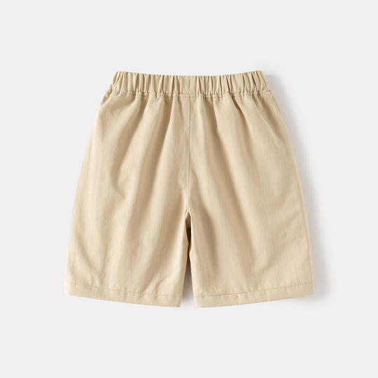 Boys' Soft Cotton Casual Mid-Rise Elastic Waistband Shorts Summer Play