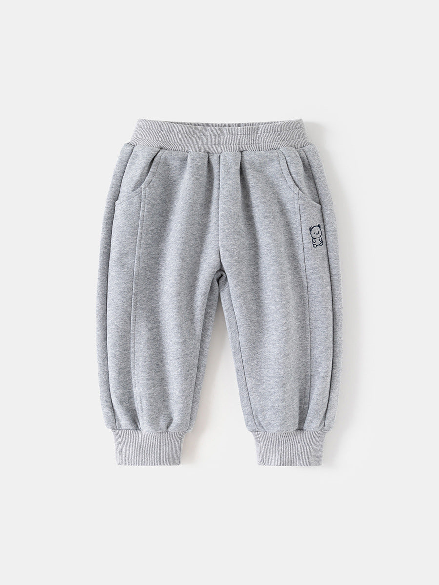 Boys' Korean Style Loose Fit Active Jogger Pants with Bear Print