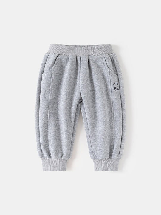 Boys' Korean Style Loose Fit Active Jogger Pants with Bear Print