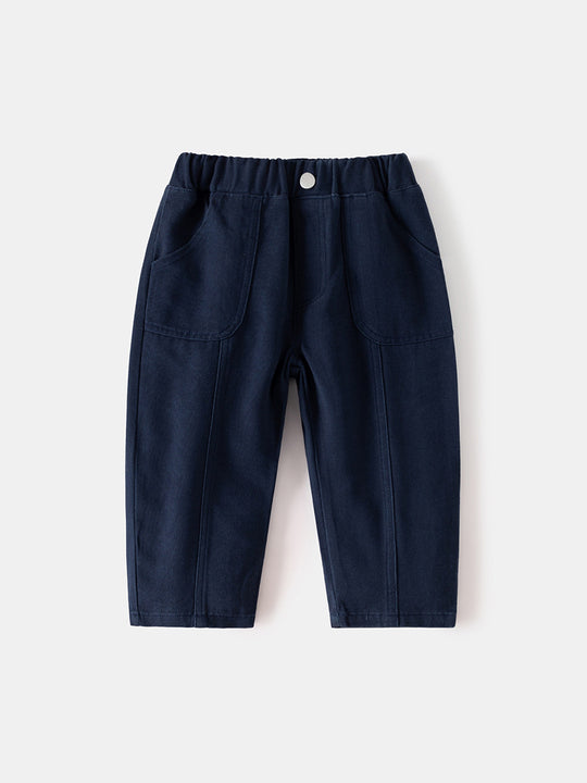 Boys' Trendy Korean Stylish Casual Trousers with Comfy Patch Pockets