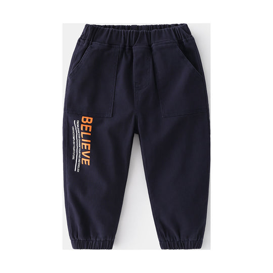 Wellkids Boys' Trendy Korean Style Casual Cotton Elastic Waist Pants
