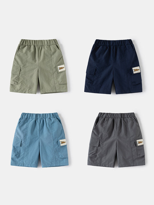 Boys' Summer Casual Nylon Cargo Shorts: Loose Fit, Trendy Travel Trousers for Kids