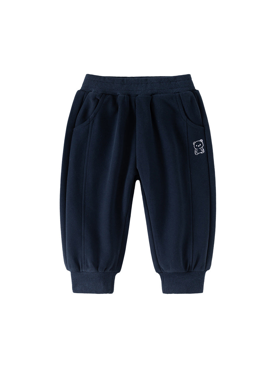Boys' Korean Style Loose Fit Active Jogger Pants with Bear Print