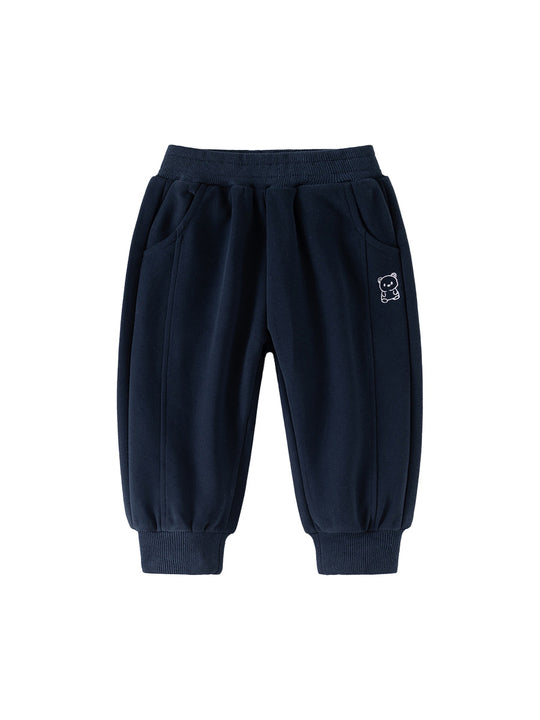 Boys' Korean Style Loose Fit Active Jogger Pants with Bear Print