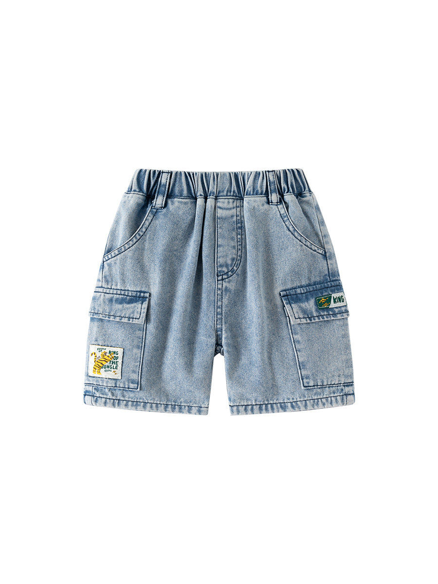 Boys' Fashionable Korean Style Loose Fit Denim Shorts - Summer Casual Kids Trousers